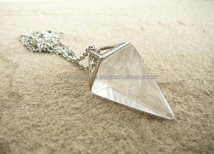 Customizable Vintage Style Stainless Steel Fashion <b>Jewelry</b> Clear Quartz Gemstone Pyramids Pendant & <b>Charms</b> - Product Image 4