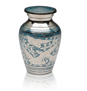 Flower-Engraved-Golden-<b>Memorial</b> <b>Keepsake</b> Cremation Urn for Funeral Ashes Metal Brass/Aluminum - Product Image 3