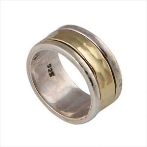 Wholesale Shree Jaipur Silver 925 Sterling Silver Two-Tone <b>Spinner</b> <b>Ring</b> Handmade Hammered Finish Unisex Classic Jewelry - Product Image 2