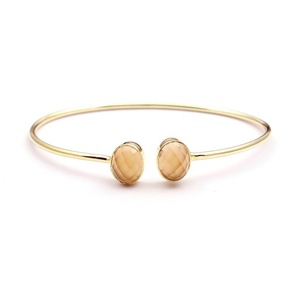 Checker Peach Moonstone Oval Shape Gems <b>Bracelet</b> Double Gemstone <b>Bracelet</b> Gold Plated Adjustable Bangles Jewelry Gift <b>for</b> Women - Product Image 1