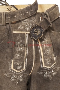 Shorts en cuir suédé marron, Lederhosen, brodés, traditionnels bavarois, allemands, autrichiens, Trachten - Product Image 3