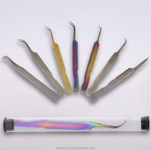 Kit de pinzas de acero inoxidable arcoíris, juego de pinzas antiestáticas para extensión de pestañas, vello Facial, cejas, arte de uñas, OEM ODM - Product Image 3