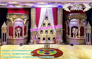 สไตล์ครึ่งดวงจันทร์ตกแต่งเวทีงานแต่งงานที่ดีที่สุดแผงฉากหลังแต่งงานอินเดียตกแต่งเวทีแต่งงาน - Product Image 6