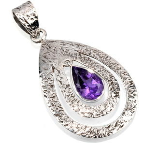 Colgantes de Plata de Ley 925 con amatista en forma de pera, joyería en línea, joyería de plata 925 - Product Image 1