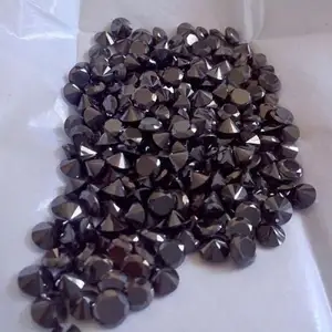 印度制造商生产的优质黑色黑色松散硅石，圆形明亮切割松散硅石，花式硅石