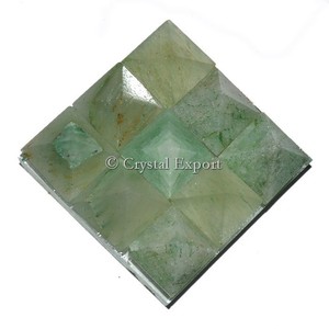 Green Aventurine Lemurian 9 Pyramids Charging Plate - Product Image 1