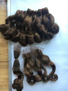 Machine de tissage de cheveux humains vierges brésiliens à cuticule alignée Double trame Fumi Style Color Funmi Bouncy Hair - Product Image 5