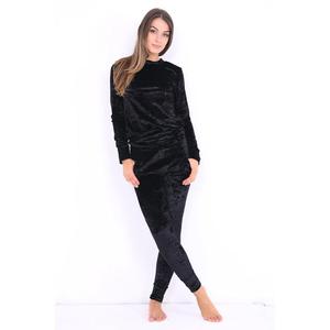 Chándal de terciopelo 100% poliéster para mujer, chándal de invierno para entrenamiento y trotar, Color negro - Product Image 5