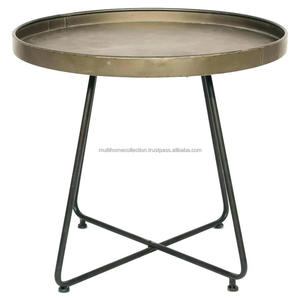 Table de bureau de bureau de Style attrayant organiser pour cabine déco Table d'appoint en métal personnalisée avec dessus rond en or - Product Image 1