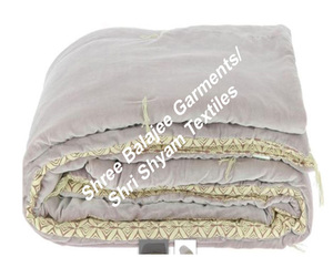 GREY لينة القطن المخملية عكسها لحاف مع قماش مطبوع يدوي مطبوعة يدوية KANTHA مخيط غطاء السرير بطانية - Product Image 1