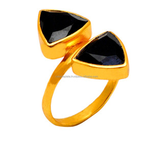 925พลอยโอนิกซ์สีดำธรรมชาติแหวนเงินสเตอร์ลิงแหวนชุบทองทำด้วยมือแหวนเงินแหวนแฟชั่นสำหรับเป็นของขวัญแต่งงาน - Product Image 1
