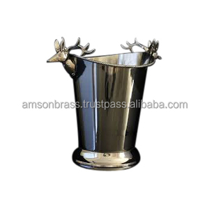 Refroidisseur en métal avec poignée de forme ronde Refroidisseur à vin en métal poli brillant pour l'extérieur Refroidisseur à vin de luxe fait à la main Seau à glace - Product Image 4