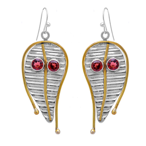 Pendientes de Plata de Ley 925 con Diseño de Hoja de Granate Rojo, Pendientes Colgantes, Joyería Elegante, Clásica y Moderna para Mujer - Product Image 1