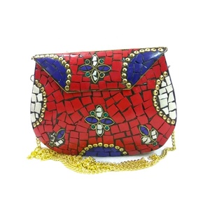 <b>Beaded</b> Resin Evening Bag Custom Metal Frame Envelope Clutch Leopard Pattern Wedding Ladies' Clutch Bag Guru Kirpa Export House - Product Image 1