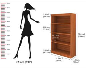 Wall Book <b>Shelf</b> And Home Decor Display & Storage Rack Cabinet <b>Unit</b> - Walnut 4 <b>Shelves</b> - Product Image 6