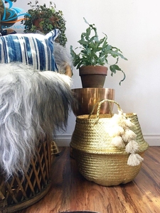 Respectueux de l'environnement belle métallique doré panier d'herbiers avec blush gland chaîne - Product Image 3