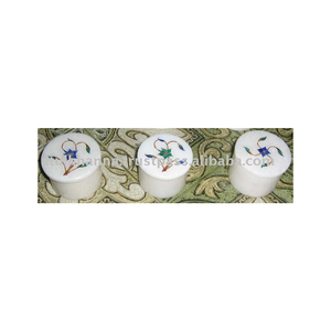Forme ronde Boîte à Bijoux Marqueterie De Marbre - Product Image 1