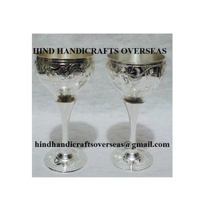 แก้วไวน์ทองเหลืองชุบเงินสลักลายวินเทจรักษ์โลก ขนาด 250 มล. - Product Image 5