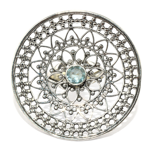 แท้รอบรูปร่างสีฟ้าบุษราคัม925แหวนเงิน925แฮนด์เมดเงินพลอยเงิน - Product Image 2