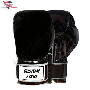Guante de boxeo Logotipo personalizado Ropa de entrenamiento profesional de kickboxing y boxeo Guantes de boxeo de color negro sólido Viky Ind - Product Image 2