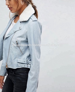 Veste de motard à manches longues, en cuir de mouton et peau d'agneau, nouveau style, bon marché, nouvelle veste de motard en cuir et fourrure sur mesure, vente en gros, - Product Image 3