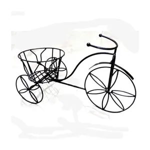 wrought iron bicycle plant stand Iron tricycle Basket Stand garden wrought iron plant stand