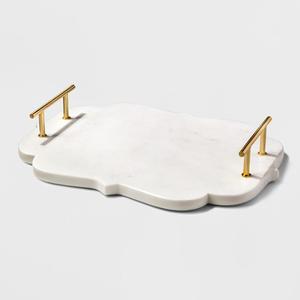 Marble <b>Serving</b> <b>Tray</b> with <b>Gold</b> Handles - Product Image 1