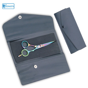 Kit de ciseaux pour coupe de cheveux en poils synthétiques, en cuir de vache véritable, hid - Product Image 1