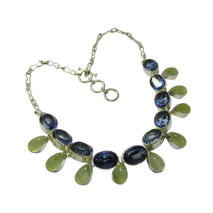 Iolite prehnite สร้อยคอพลอยหลายเส้น925แข็งเงินสเตอริ่งเครื่องประดับปาร์ตี้งานแต่งงาน - Product Image 1