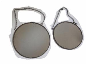 Modern Round <b>Glass</b> and Brass With Chain Hanging Mirror Brass in Antique Finish Available in Two Sizes Wall Decor Round Mirror - Product Image 2
