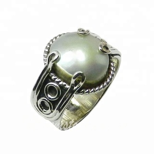 Custom Design 925 Sterling Silver Eternity Vermeil <b>Ring</b> Beautiful Fashion <b>Pearl</b> Gemstone Wedding Jewelry - Product Image 1