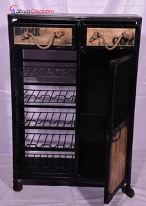 ตู้วางไวน์ทำจากไม้โลหะแนววินเทจอุตสาหกรรมห้องนั่งเล่นทำด้วยมือเป็นมิตรกับสิ่งแวดล้อมเฟอร์นิเจอร์บ้านสำหรับใช้ในโรงแรมโดยตรง - Product Image 2