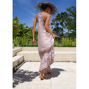 Robe mi-longue pour femmes, vêtement de plage, qualité supérieure, avec broderie et paillettes, bretelles Spaghetti, longueur cheville - Product Image 1