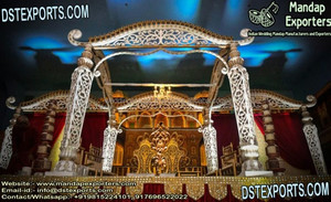 Mandap de Fibra Rajwada para Bodas Indias, Mandap Tallado en Fibra para Matrimonios Hindúes, Mandap de Diseño con Cuatro Pilares para Bodas, Venta en Australia - Product Image 2