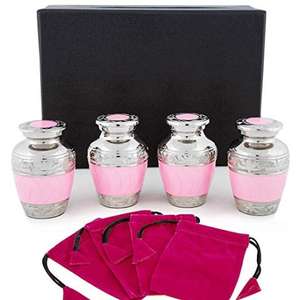 กอดและจูบทารกชุดสีชมพู4กับกล่องกำมะหยี่ที่ระลึกสัตว์เลี้ยงโกศสำหรับงานศพขี้เถ้าโลหะทองเหลือง/อลูมิเนียม - Product Image 3