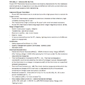 ประเภทผลิตภัณฑ์ตัวเก็บประจุเทอร์มิสเตอร์ NTC5D-13พลังงาน - Product Image 3