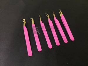 Pinzas de pestañas profesionales de acero inoxidable al por mayor, pinzas de pestañas de oro rosa probadas a mano, logotipo personalizado sostenible para - Product Image 4