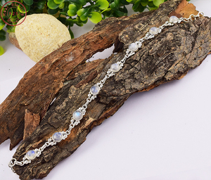 สร้อยข้อมือเงินพลอยมูนสโตนสีรุ้งทำด้วยมือพร้อมรูปลักษณ์ที่หรูหราและดีไซน์คลาสสิก - Product Image 2