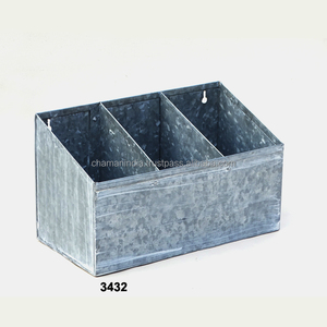 Three Partition Galvanized Tin Meetal <b>Wall</b> <b>Planter</b> - Product Image 1
