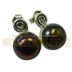 ขายส่ง925ที่เป็นของแข็งเงินสเตอร์ลิงต่างหูมุกสีดำธรรมชาติเครื่องประดับแฟชั่นชุบเงินสำหรับผู้หญิงสำหรับงานเลี้ยงหรือของขวัญ - Product Image 2