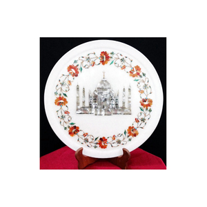 Placas de diseño con incrustaciones de mármol blanco Taj Mahal - Product Image 1