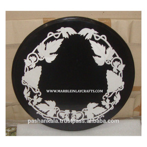 Black Marble Handmade Inlay <b>Dining</b> <b>Table</b> Top - Product Image 1