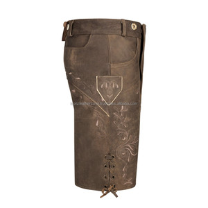 Véritables Lederhosen en Cuir Souple, Style Pantalon Court, Tenue Traditionnelle Bavaroise pour l'Oktoberfest, Disponibles dans Toutes les Couleurs - Product Image 3