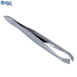 แหนบถอนขนตาสีเงินสำหรับคิ้วเครื่องมือความงามแหนบปลายแบนแบบมืออาชีพ - Product Image 3