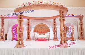 Mandap en bois sculpté à la main élégant pour mariage, ensemble de mandap en bois sculpté à la main traditionnel, mandap en bois sculpté pour mariage en Australie - Product Image 5
