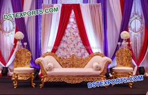 Best Muslim Wedding Golden Carved <b>Sofa</b> UK Indian Weddings White <b>Gold</b> <b>Sofa</b> Set Royal Look Wooden Carved Chairs Set - Product Image 3