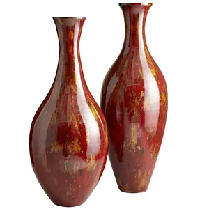 Rote Sammlung Bambus Blumenvase Wohnkultur/Rote Lack gesponnene Bambus vase hergestellt in Vietnam