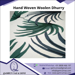 2025 última colección de lana tejida a mano Dhurry Dhurrie alfombra de tejido plano en diseño de hoja lavable - Product Image 2