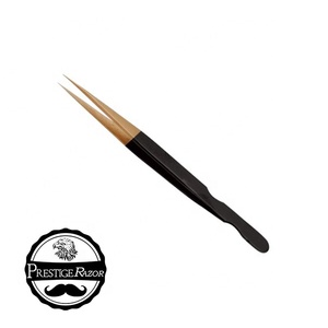 Pince à épiler d'extension de cils en acier inoxydable japonais à poignée en diamant or noir - Product Image 3