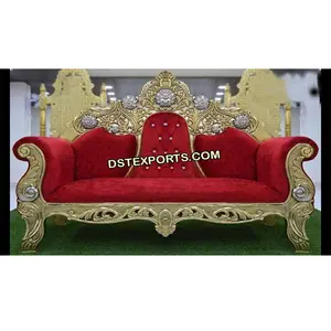 Maharaja Wedding Red Crown Sofa Wedding Gold and Silver Diamond Throne Royal Reception Red Stage Sofa